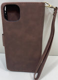 iPhone Wallet / Phone Case Faux Tan Leather Bifold Folio with Card Slots and Change Pouch Phone Slot 6.5" x 3.2"