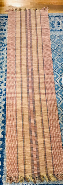 LT STAINING Mauve / Tan Fringe Hallway Runner 2' x 8'