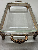 Vintage Leonard Silver MFG Silver Plated Server with Glass Casserole Dish Beautiful Petina on this!