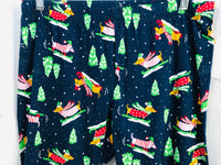 Christmas Lounge Jammie Pajama Leggings Navy Blue w/Sledding Dachshunds Juniors L