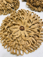 3 PC Wall Decor 10" Twine Rope Flowers