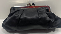 Black Silky Clutch Purse 2 Pocket 10" x 6"