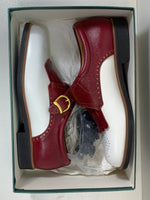 NEW! Aerogreen Golf Shoe Made in Italy Vintage Style White with Burgundy Accent Ladies 38/7.5