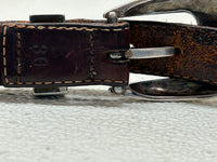 Vintage 1995 Leather Belt 36" with Silver Tone Golf Accent Buttons