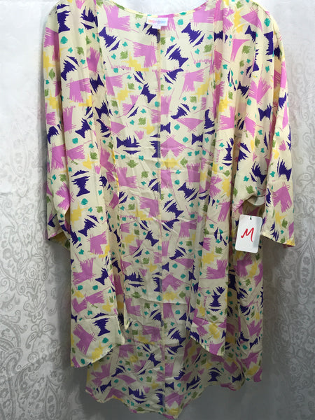 LulaRoe Colorful Retro Theme Kimono Ladies M