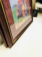 Golf Art In Maroon Frame - THIRTIES By Artist Brehm - Golfer in Yellow Hat