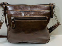 Ellen Tracy Crossbody Purse Small Faux Leather Brown LT WEAR