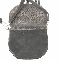 Black Suede Leather Crossbody Purse Very Cute! 7" x 6"