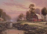 OPEN BOX UNCOUNTED Puzzle: 1000 pc Thomas Kinkade Sunset at Riverbend Farm