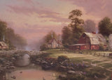 OPEN BOX UNCOUNTED Puzzle: 1000 pc Thomas Kinkade Sunset at Riverbend Farm