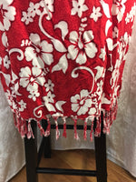 Castaways by Cromer Hawaiian Style Dress Red Floral Fringe Bottom Ladies S