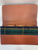 Lt WEAR Kit & Lue Travel Companion Wallet Organizer Green Plaid & Tan 8" x 5"