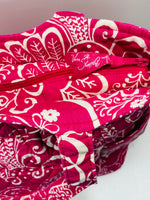 Vera Bradley Twirly Birds Quilted Tote Shoulder Bag Pink & White LT STAINING/WEAR