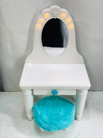 Our Generation 18" doll Vanity White Lights Up! With Furry Bench