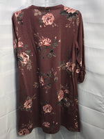 Apt. 9 Red Floral Qtr Sleeve Dress Ladies S