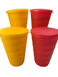 EUC Tupperware Brand Impressions 16 oz Tumblers - Set of 4 Orange/Pink