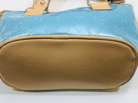 VINTAGE XOXO 100961 Hand Bag Purse Metallic Baby Blue Vinyl Logo Staining On Lining