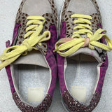 Dolce Vita Multi Pattern Tennis Shoes With Pink Glitter Accents Ladies 6.5