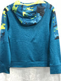 Russell Hoodie Dri-Power 360 Teal Black & Neon Yellow Girls 10/12 with Thumb Holes too!