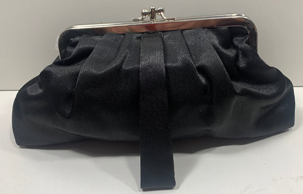 Black Silky Clutch Purse 2 Pocket 10" x 6"