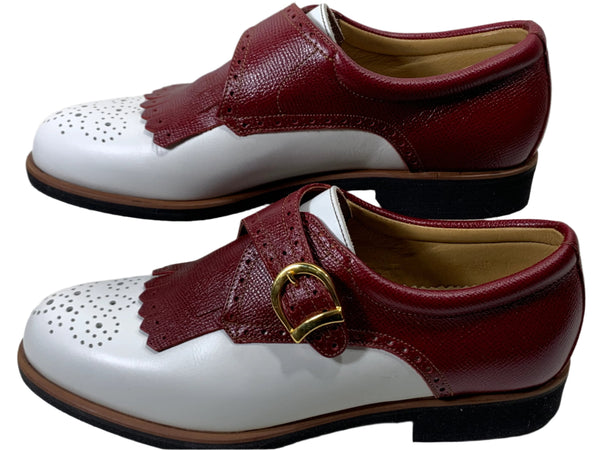 NEW! Aerogreen Golf Shoe Made in Italy Vintage Style White with Burgundy Accent Ladies 38/7.5