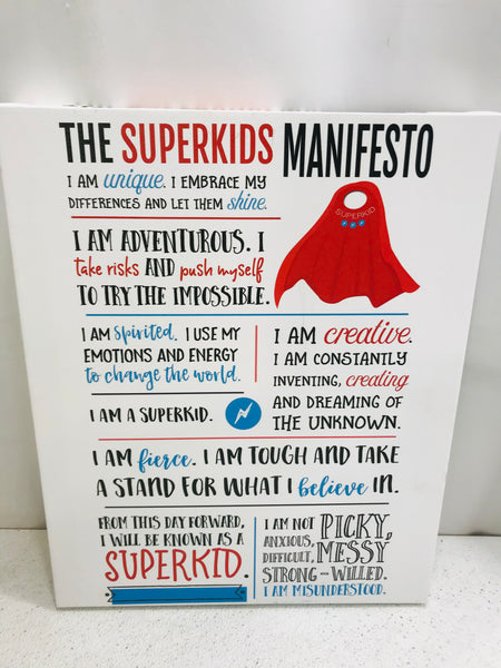 Canvas Wall Art "The Superkids Manifesto" 20" x 16"