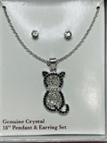 NEW! CAT Crystal Pendant Earring Set