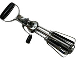 Vintage Hand Crank Manual Hand Mixer Egg Beater Silver with Black Handle