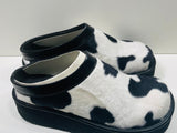 Bee fly Faux Cow Hide Clogs Black & White Ladies 7 LT WEAR