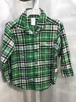 Carter's Black, White, & Green Plaid Shirt Boys 3T