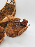 Vintage 3 PC Wicker Hen and Chick Egg Basket Set