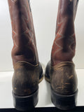 Double H AG7 Roper Cowboy Boot Steel Toe Dark Chocolate/Tan Mens 9.5 SHOWS WEAR