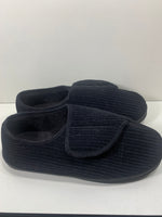 EUC Unbranded Slippers with Hook & Loop Closure Black Fabric with Hard Soles Mens 13