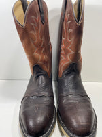 Double H AG7 Roper Cowboy Boot Steel Toe Dark Chocolate/Tan Mens 9.5 SHOWS WEAR