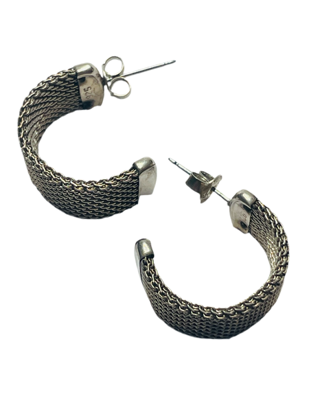 Sterling Silver 925 EARRINGS Wide Half Hoops