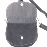 Black Suede Leather Crossbody Purse Very Cute! 7" x 6"