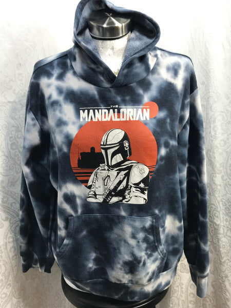 Star Wars The Mandalorian Hoodie Gray & White Tie Dye LT WEAR Ladies XL