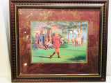 Golf Art In Maroon Frame - TWENTIES By Artist Brehm - Golfer in Yellow Hat