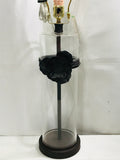 TESTED Lamp Clear Glass with Metal Flower Embellishment 28"