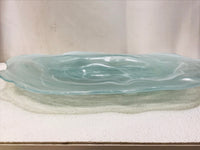 Large Glass Decorative Bowl Aqua Blue Swirls 18"