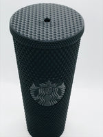 EUC NO STRAW Starbucks Plastic 2021 Black Matte Studded Venti Tumbler, 24 oz