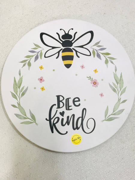 Wooden Decorative Lazy Susan BEE KIND 14"