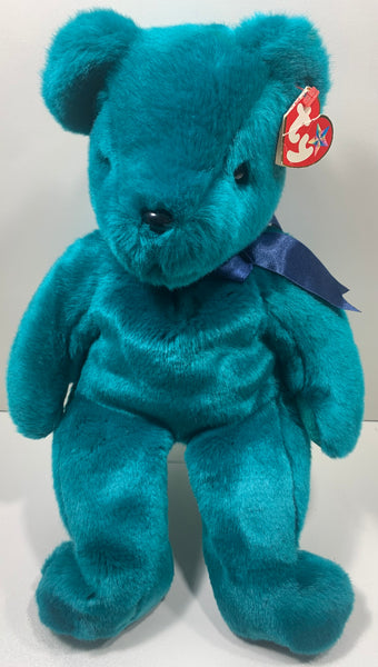 2000 TY Beanie Buddies Collection Teddy Bear 14" TEDDY Teal Green