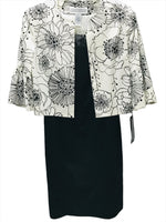 Vintage Jessica Howard Dress NWT 2 PC Black Dress with Black White Flower Jacket Ladies 6