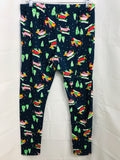 Christmas Lounge Jammie Pajama Leggings Navy Blue w/Sledding Dachshunds Juniors L