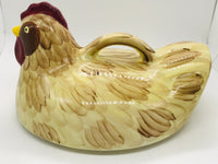 Ceramic Rooster Decroative Dish Cover/Lid SO CUTE! 12" Oval WITH HANDLE!