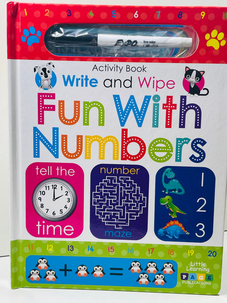 Fun with Numbers Write & Wipe Activity Book with Black Marker