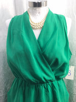 Adelyn Rae Dress Green Sleeveless Mid Thigh Length Ladies S