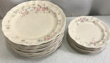 VINTAGE Pfaltzgraff Stoneware Plate Set 14 PC TEA ROSE Pink Flowers