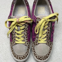 Dolce Vita Multi Pattern Tennis Shoes With Pink Glitter Accents Ladies 6.5